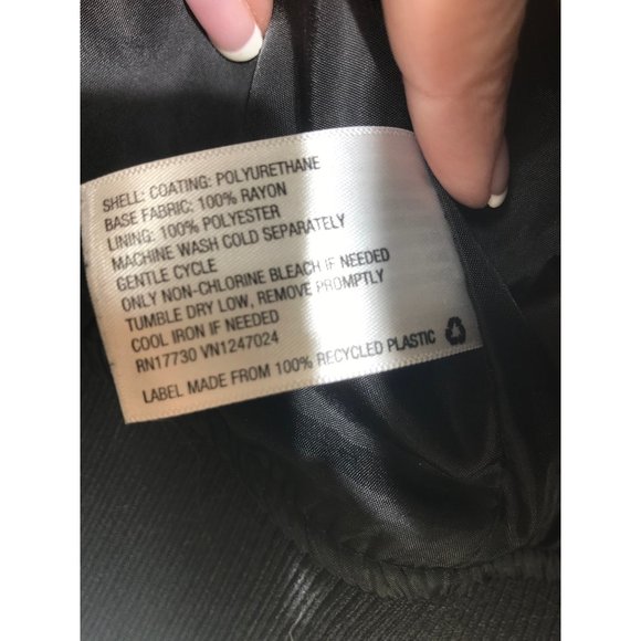 A New Day Vegan Faux Leather  Bomber zip up jacket size large NWOT - Picture 6 of 8